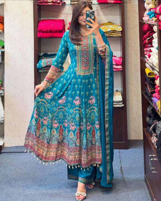 RAJASTHANI FULL ANARKALI LATKAN LACE ROUND SET
