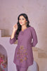 👗 Stylish Mauve Co-Ords Set with Vibrant Geometric Embroidery