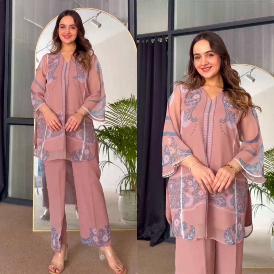 🦋 đěsigner party wear look pur sifon georgette top & plazzo co-ords set
