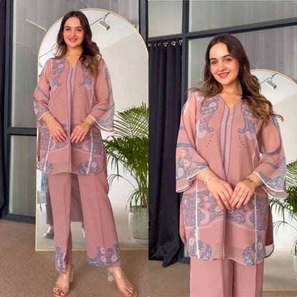 🦋 Đěsigner Party Wear Look Pur Sifon Georgette Top & plazzo Co-ords Set