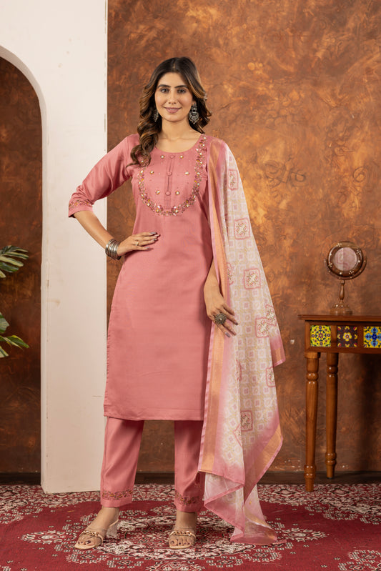 👗👗 Elegant Straight Kurti Pant Dupatta Set 👗👗