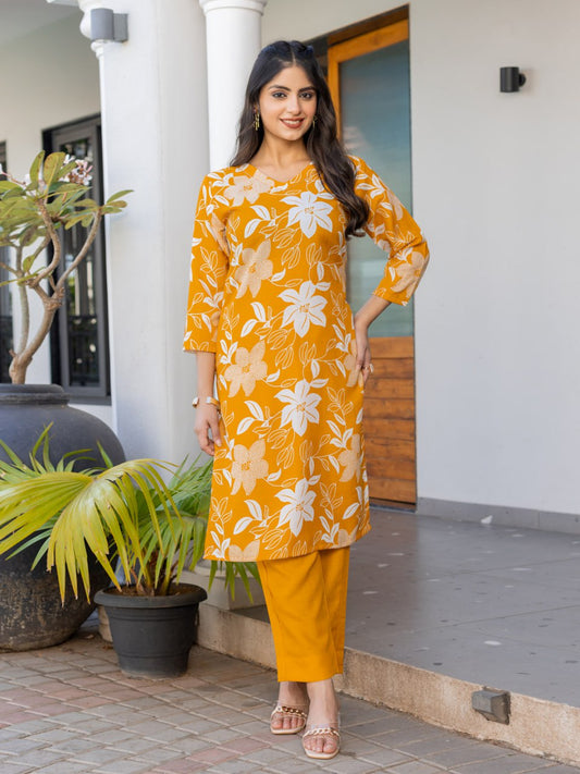 👗 Fully Stiched Cotton Blend Kurti Pant-   Yellow * AF2026