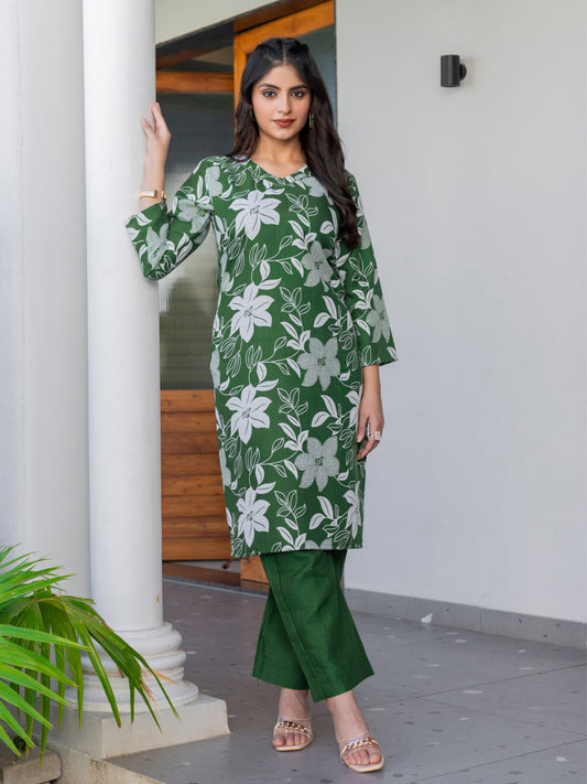 👗 Fully Stiched Cotton Blend Kurti Pant-  Dark Green* AF2026