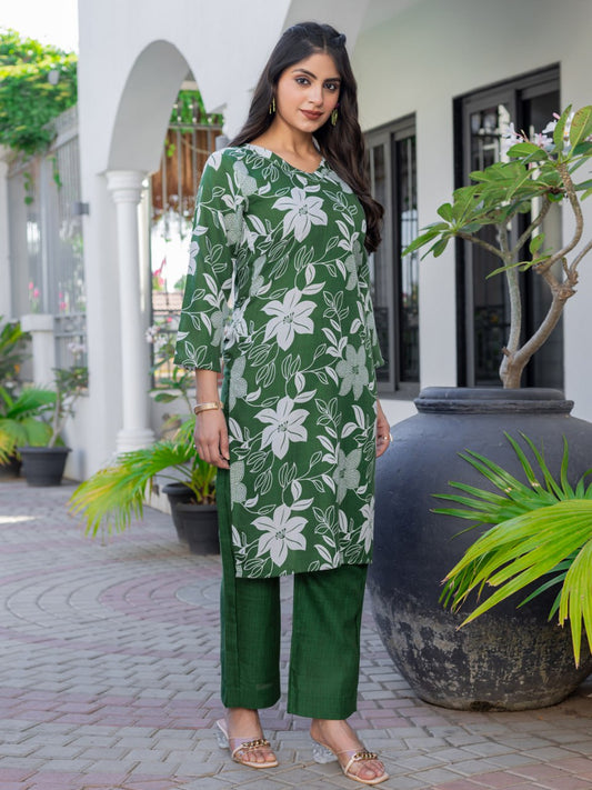 👗 Fully Stiched Cotton Blend Kurti Pant-  Dark Green* AF2026