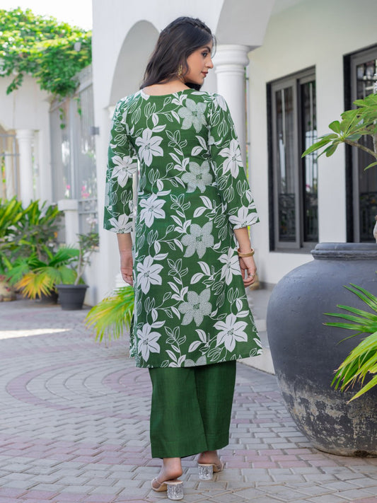 👗 Fully Stiched Cotton Blend Kurti Pant-  Dark Green* AF2026
