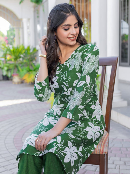 👗 Fully Stiched Cotton Blend Kurti Pant-  Dark Green* AF2026