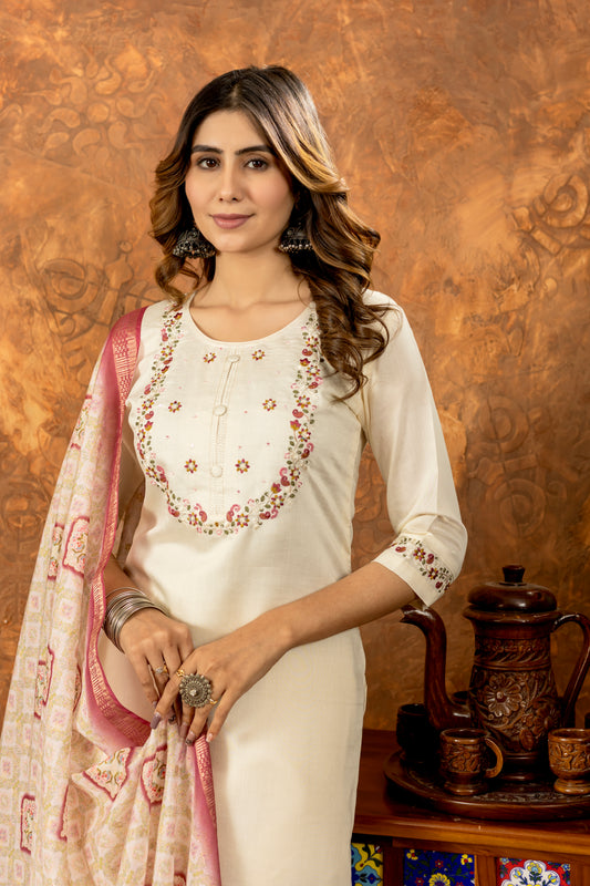 👗👗 Elegant Straight Kurti Pant Dupatta Set 👗👗