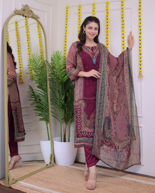 Premium Maroon Designer Kurti Suit – Party & Wedding Collection