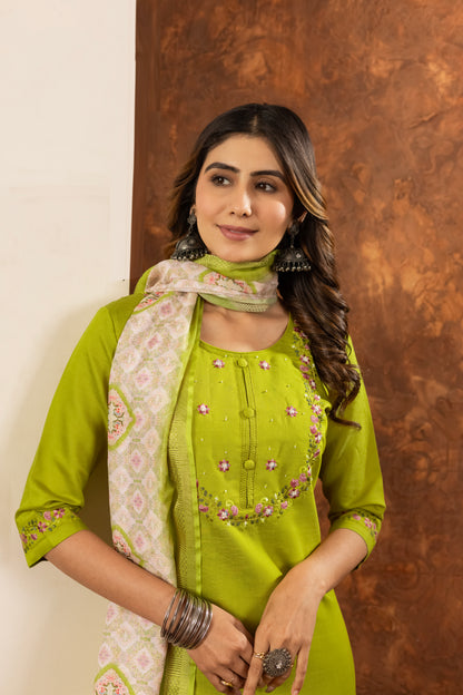 👗👗 Elegant Straight Kurti Pant Dupatta Set 👗👗