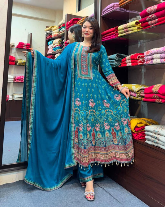 RAJASTHANI FULL ANARKALI LATKAN LACE ROUND SET