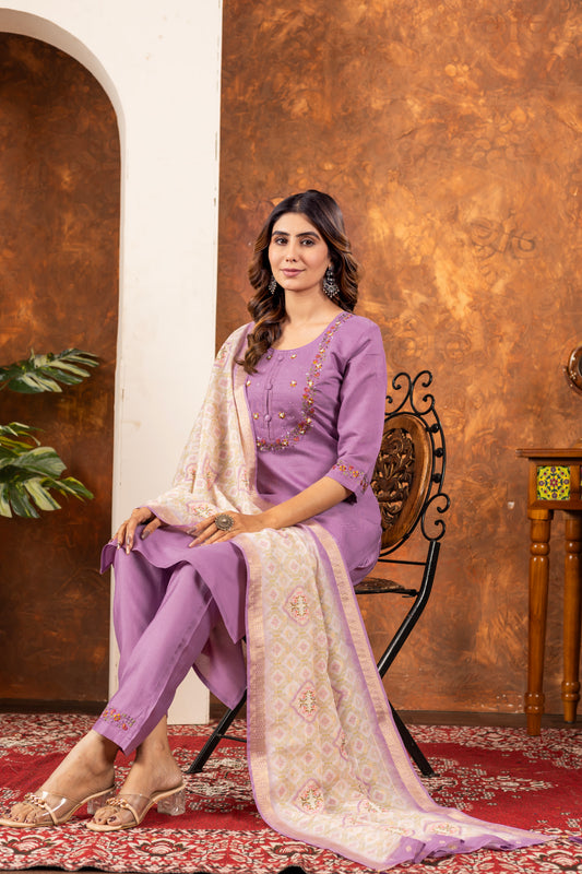 👗👗 Elegant Straight Kurti Pant Dupatta Set 👗👗