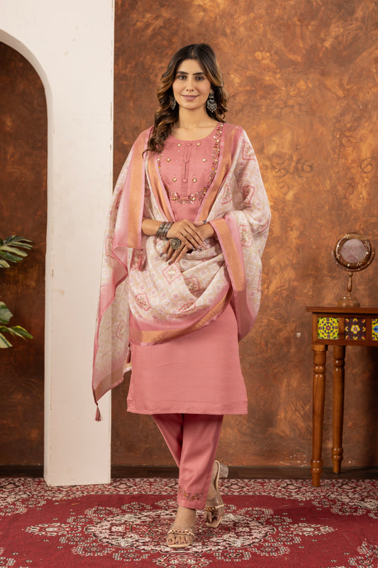 👗👗 Elegant Straight Kurti Pant Dupatta Set 👗👗