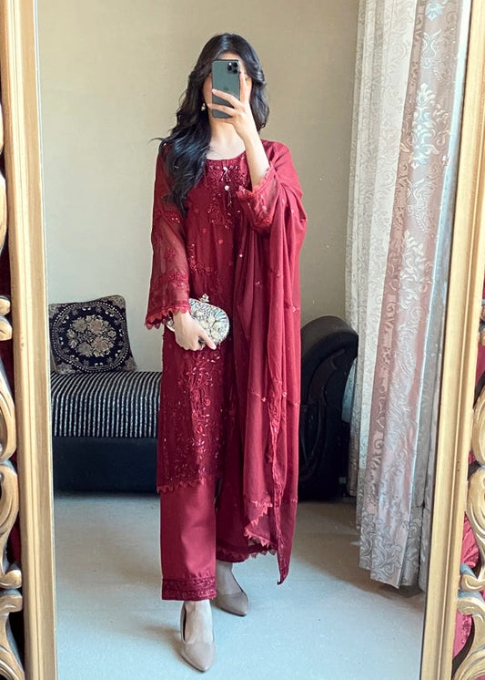 💃 Đěsigner Party Wear Look Pur Heavy Faux Georgette Top Plazzo & Dupatta Set