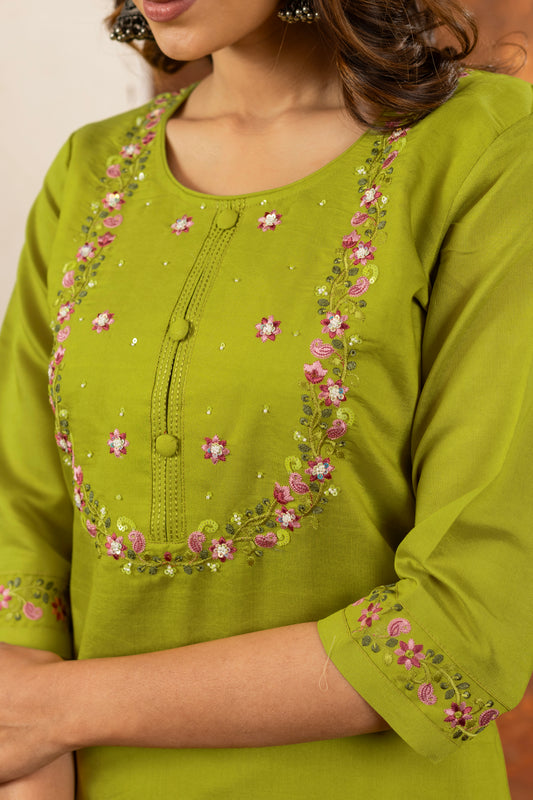 👗👗 Elegant Straight Kurti Pant Dupatta Set 👗👗