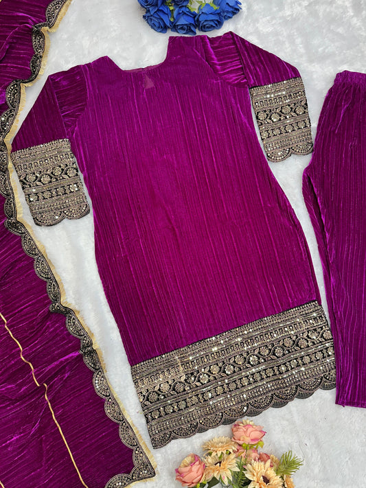 👗 ĐĚSIGNER PARTY WEAR TOP AND  PANT WITH FANCY DUPPATA AND EMBROIDERY WORK