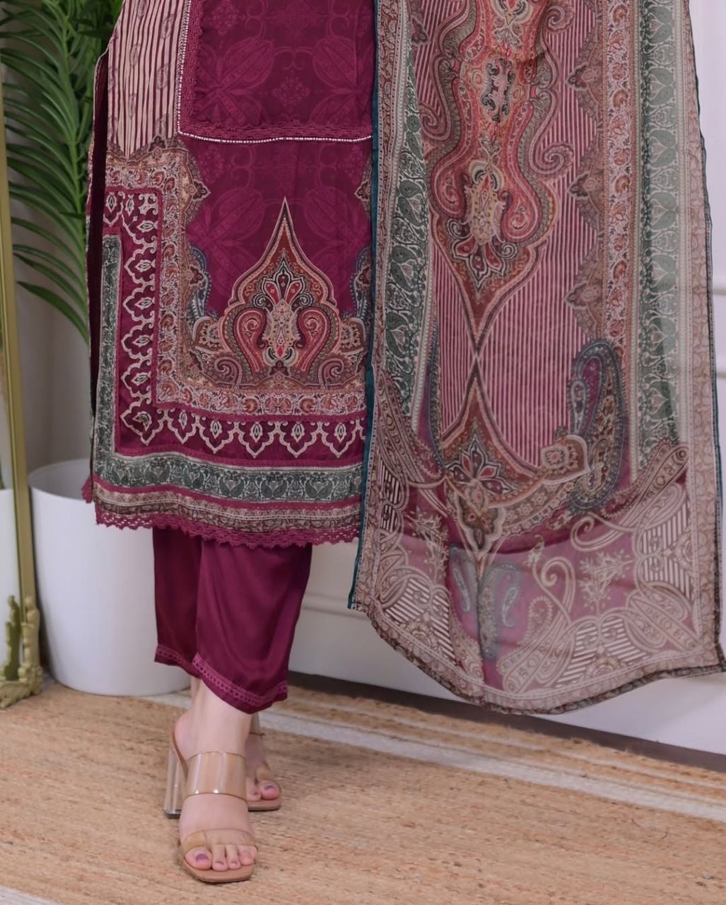 premium maroon designer kurti suit – party & wedding collection