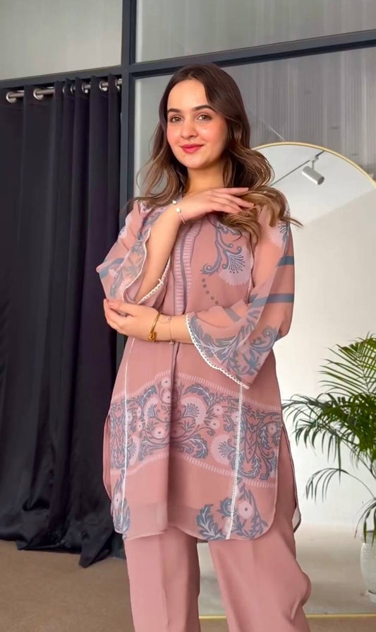 🦋 Đěsigner Party Wear Look Pur Sifon Georgette Top & plazzo Co-ords Set