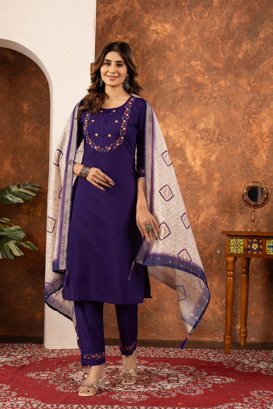 👗👗 Elegant Straight Kurti Pant Dupatta Set 👗👗