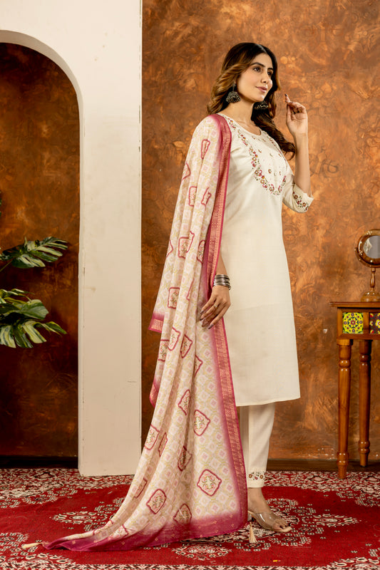 👗👗 Elegant Straight Kurti Pant Dupatta Set 👗👗
