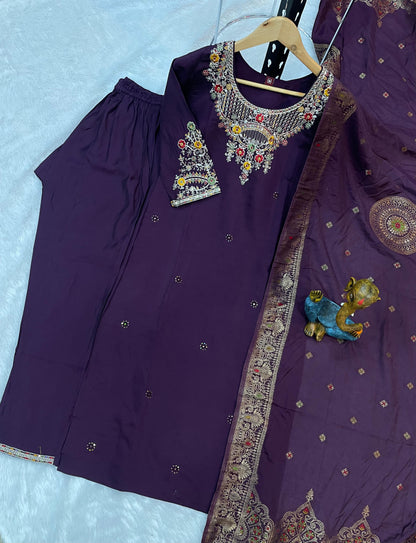 Premium Wine Kurti with Dupatta – Stylish & Comfortable Look