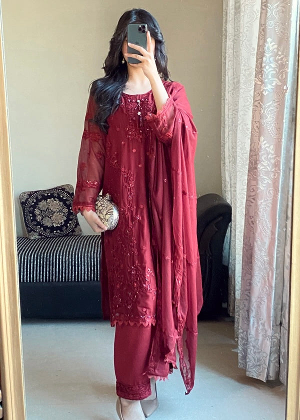 💃 đěsigner party wear look pur heavy faux georgette top plazzo & dupatta set