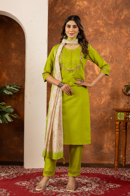 👗👗 Elegant Straight Kurti Pant Dupatta Set 👗👗