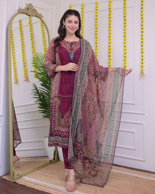 Premium Maroon Designer Kurti Suit – Party & Wedding Collection