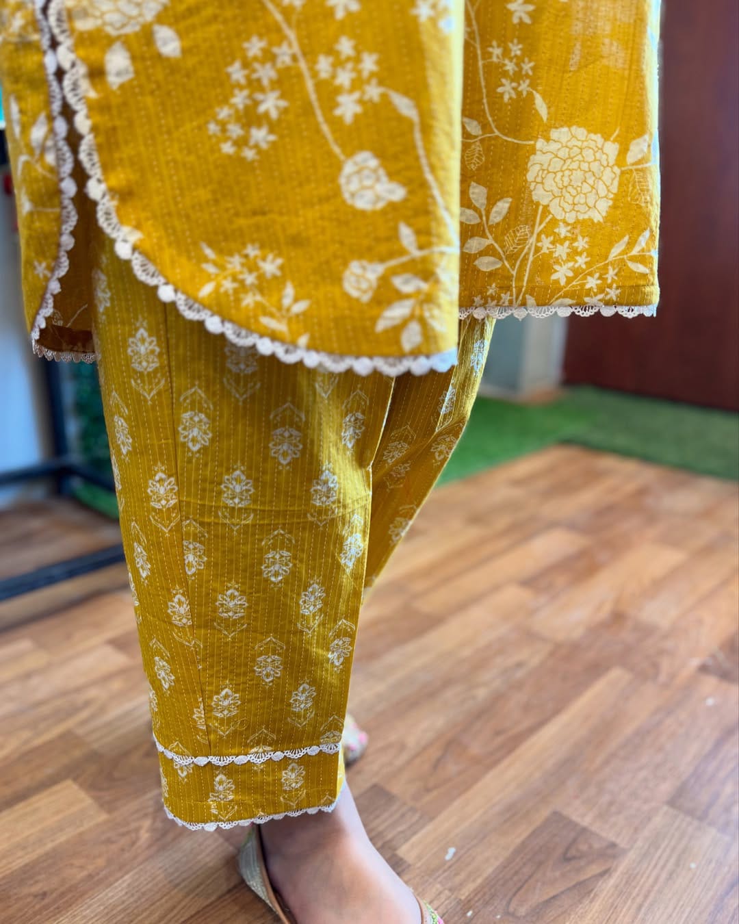 most graceful pure cotton katha work suit set