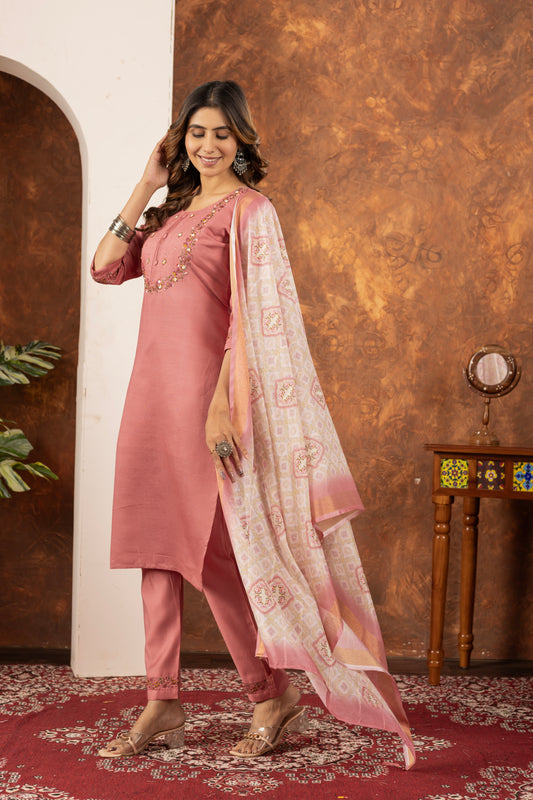 👗👗 Elegant Straight Kurti Pant Dupatta Set 👗👗