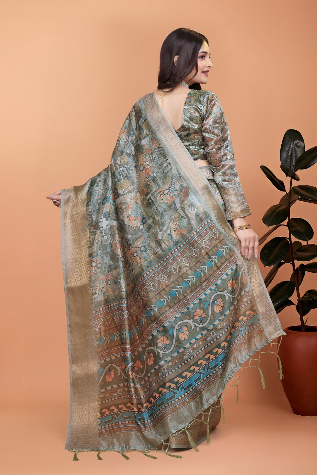 elegant multicolor soft silk saree with ethnic digital print (  gg-515 )