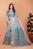 Pastel Blue & Teal Soft Silk Saree with Floral Weaving (GG-517)