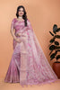 Soft Pink Silk Saree with Elegant Leaf Pattern ( GG-519 )