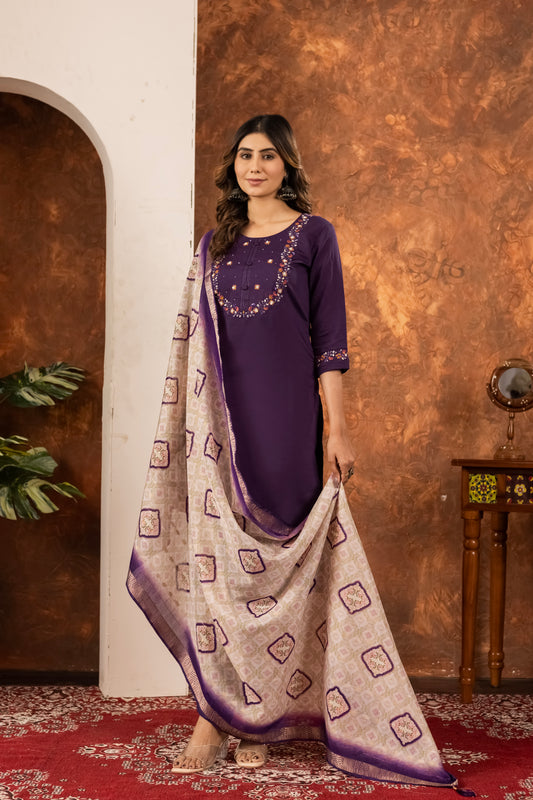 👗👗 Elegant Straight Kurti Pant Dupatta Set 👗👗