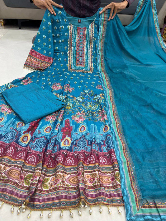 RAJASTHANI FULL ANARKALI LATKAN LACE ROUND SET