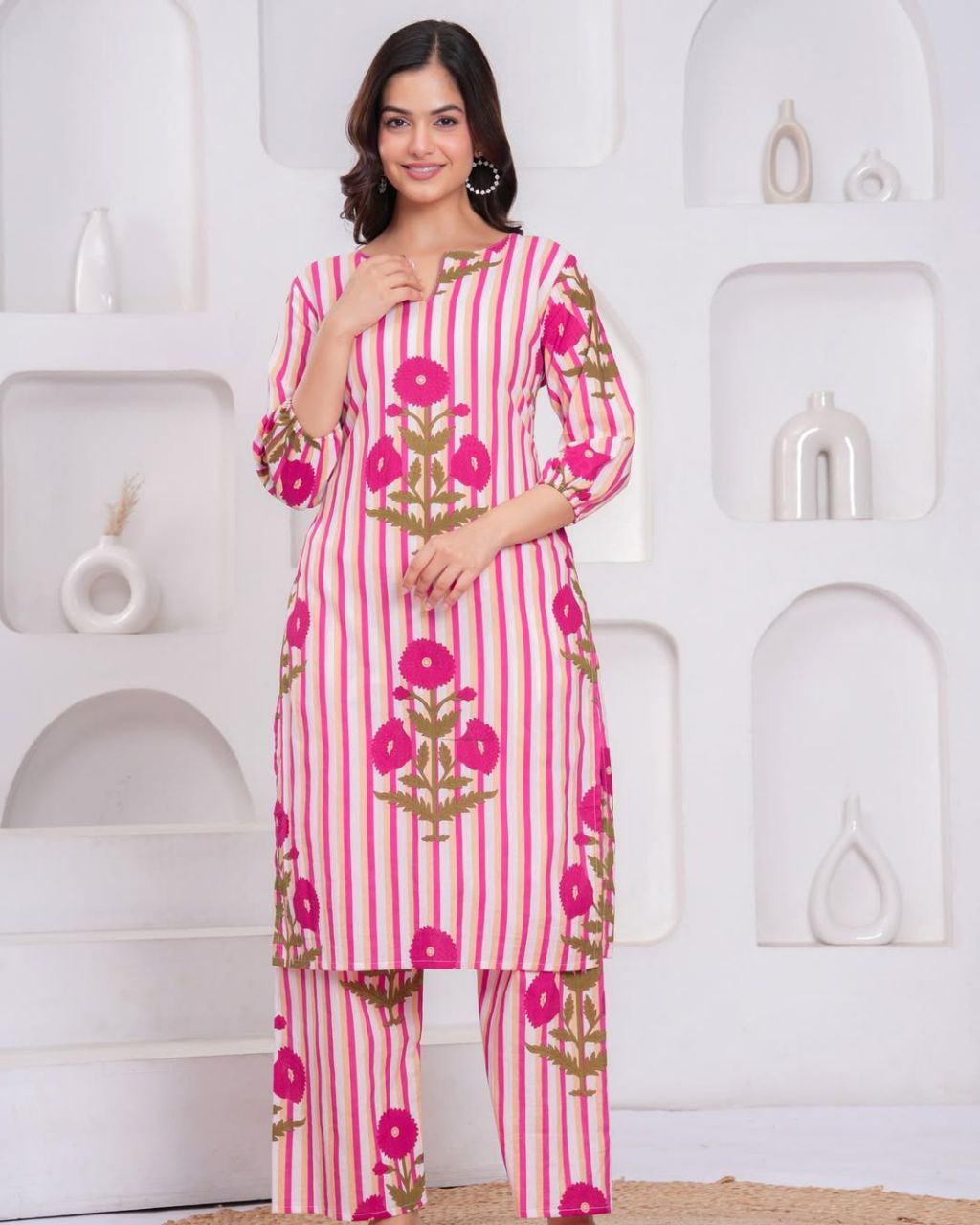 most magnificent pure cotton printed kurta set