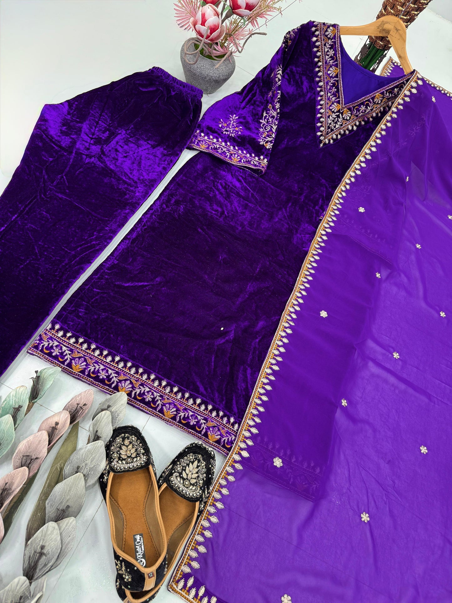 new designer party wear heavy embroidery sequence work 3 pis suit set