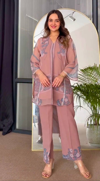 🦋 Đěsigner Party Wear Look Pur Sifon Georgette Top & plazzo Co-ords Set