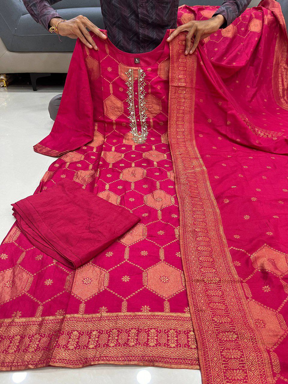 featuring beautiful suit sets in pure banarasi suit set