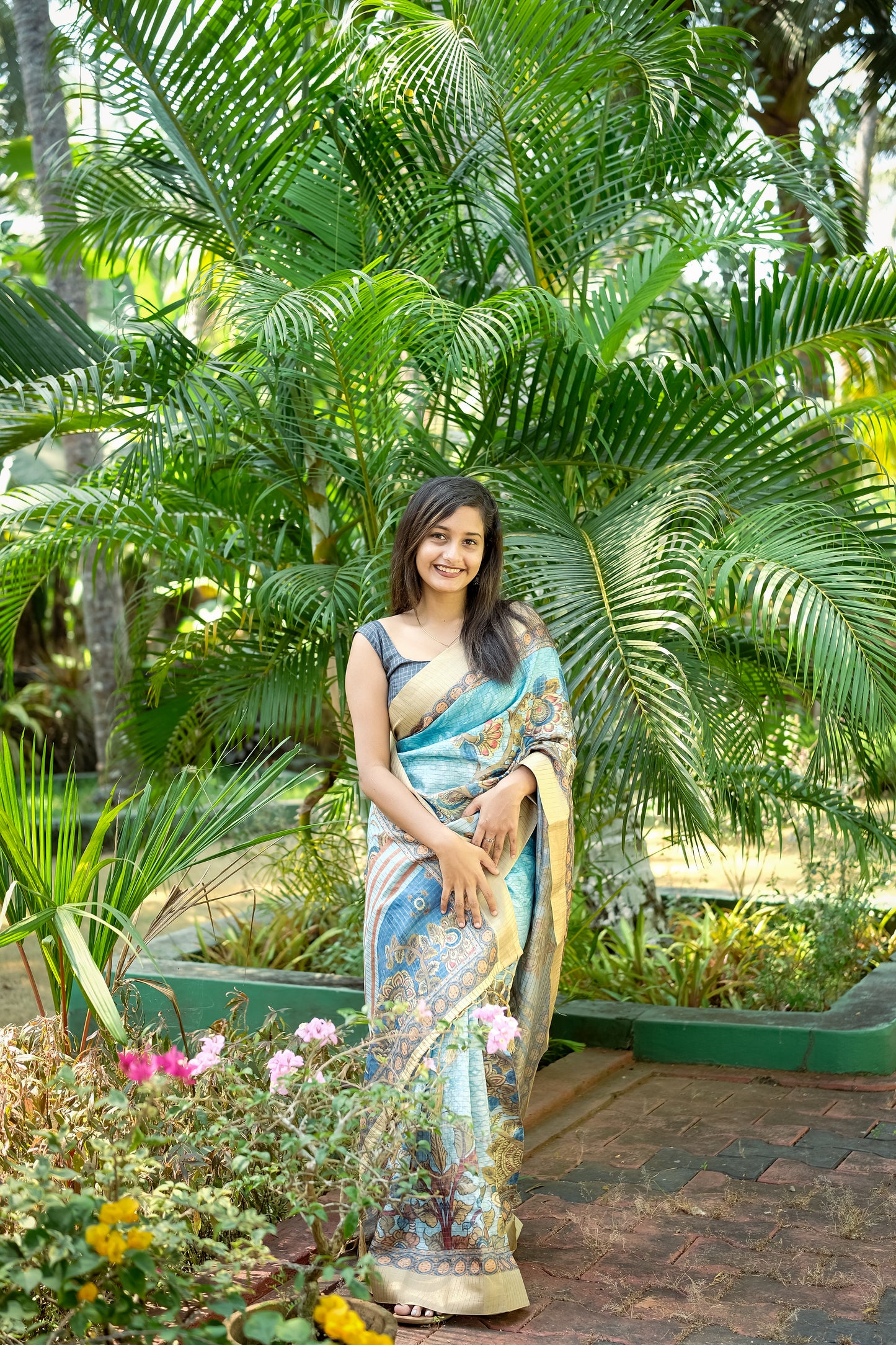 mysore silk with pure jari & small checks ( phms01)