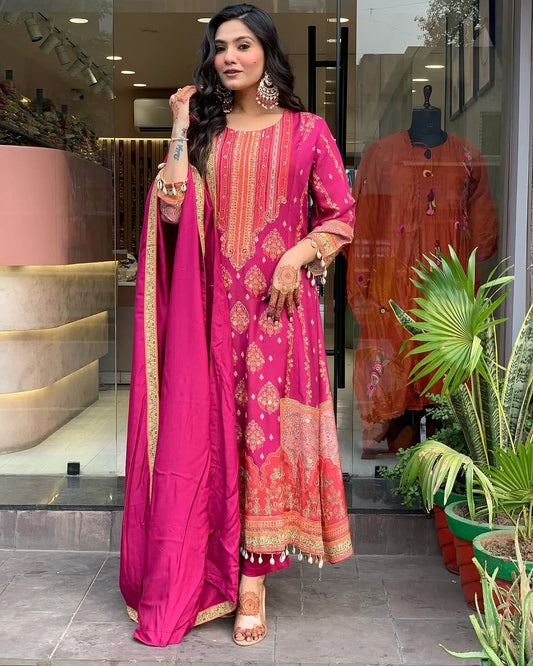 Vibrant Red Ethnic Kurti Suit – Festive Special Collection