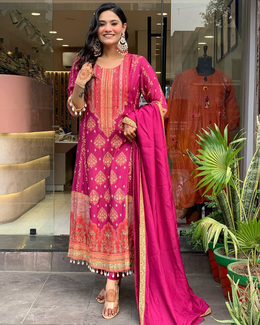 Vibrant Red Ethnic Kurti Suit – Festive Special Collection