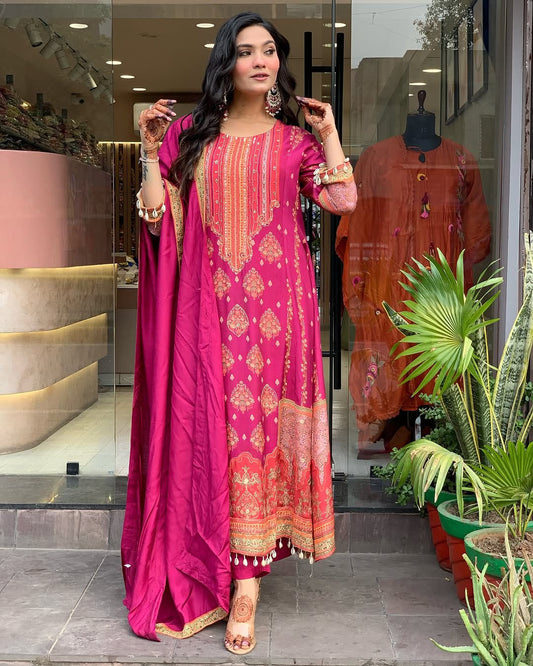 Vibrant Red Ethnic Kurti Suit – Festive Special Collection
