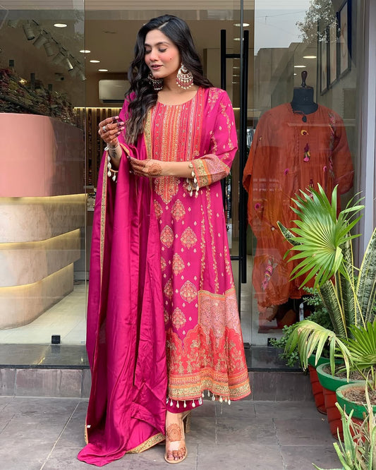 Vibrant Red Ethnic Kurti Suit – Festive Special Collection