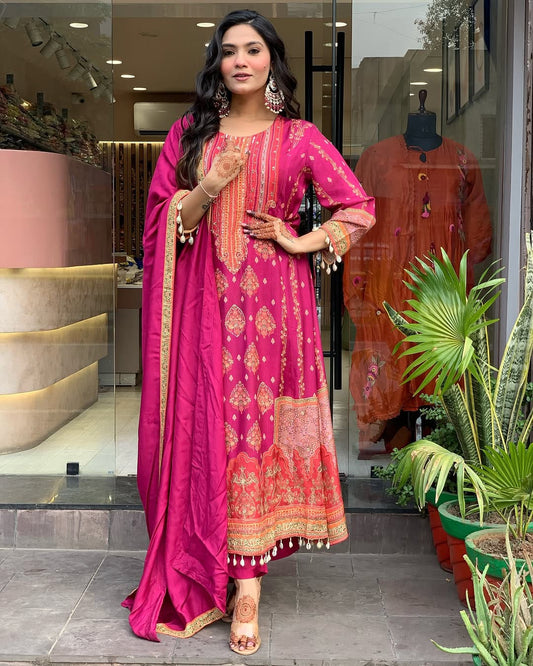 Vibrant Red Ethnic Kurti Suit – Festive Special Collection