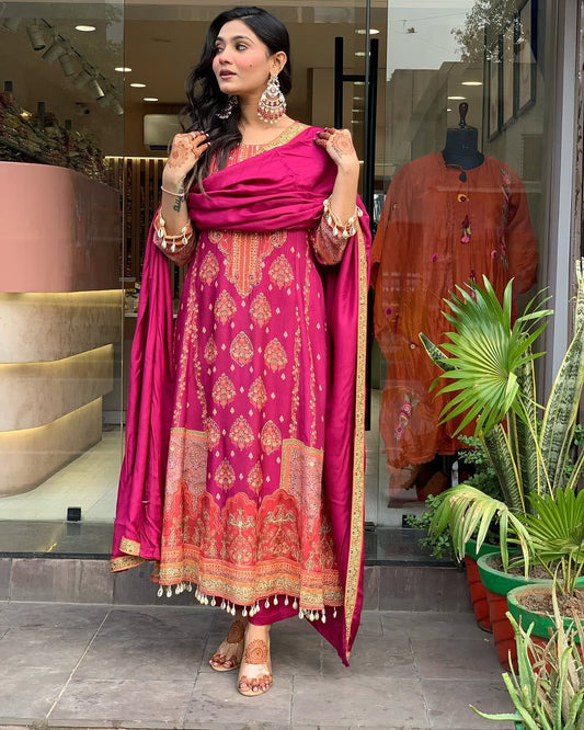 Vibrant Red Ethnic Kurti Suit – Festive Special Collection