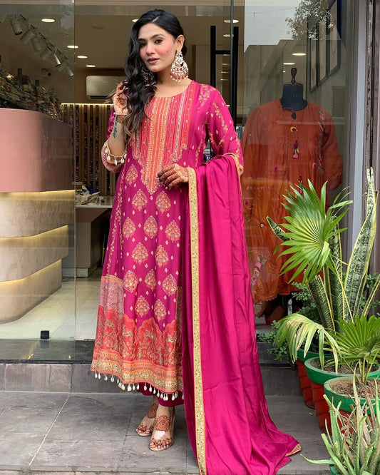 Vibrant Red Ethnic Kurti Suit – Festive Special Collection