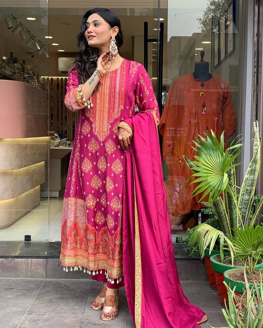 Vibrant Red Ethnic Kurti Suit – Festive Special Collection