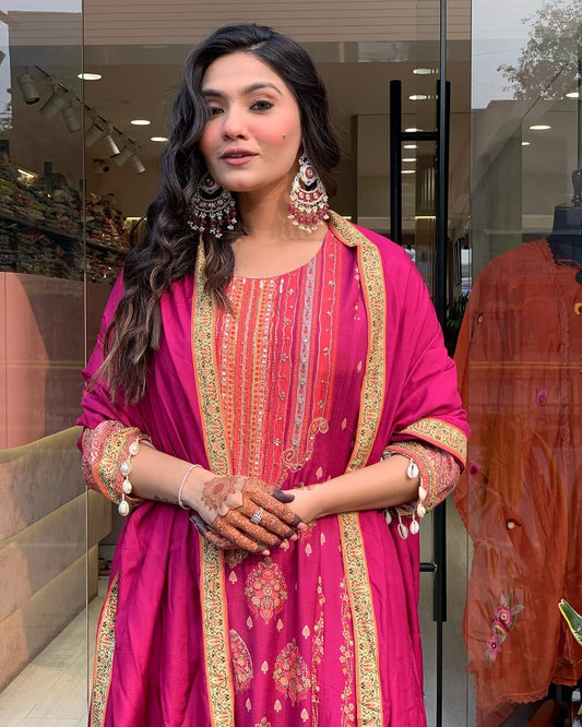 Vibrant Red Ethnic Kurti Suit – Festive Special Collection