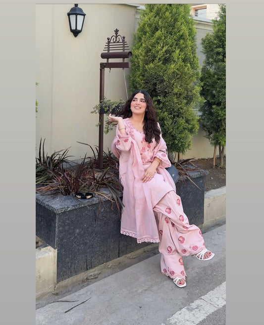 💃 Đěsigner Party Wear Look Pur Natural Crepe Top & Farshi Palazzo With Dupatta set