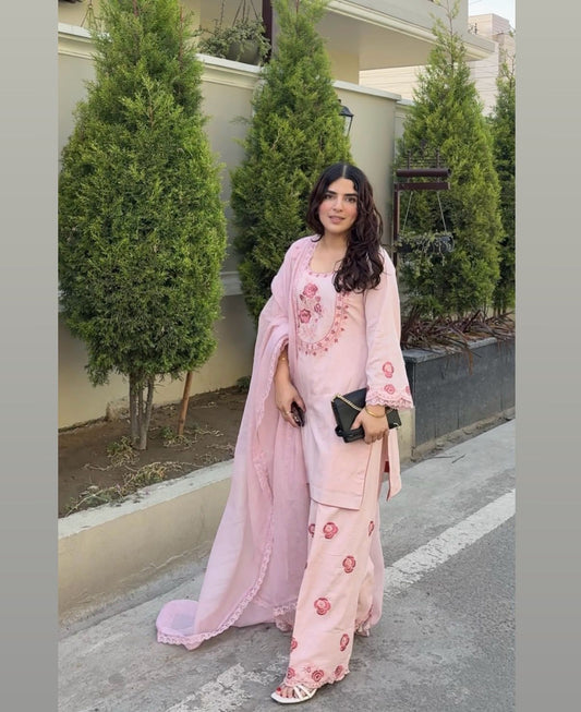 💃 Đěsigner Party Wear Look Pur Natural Crepe Top & Farshi Palazzo With Dupatta set